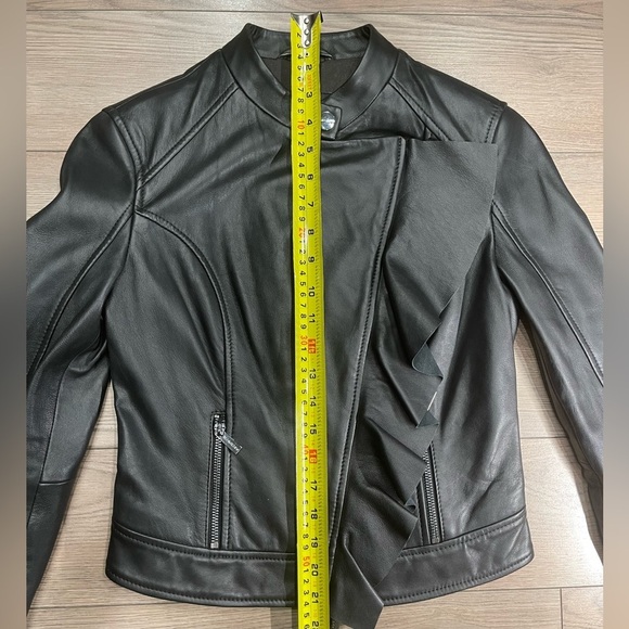 MARCIANO Daniel Moto-Zip Ruffle Leather Jacket - Picture 11 of 13